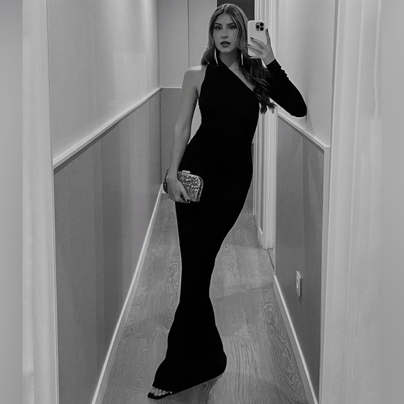 Marcella NYC Dresses & Skirts - Marcella NYC Manhattan Dress Gown One Shoulder Maxi Ponte Fabric Size Small